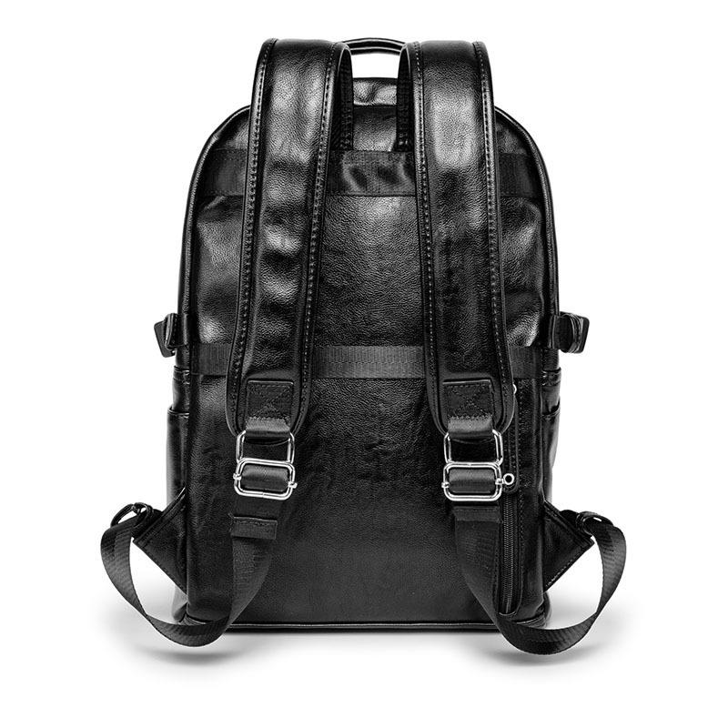 Student Large Capacity Backpack Men PU Leather Waterproof Outdoor Sports Travel Bag Computer Bag