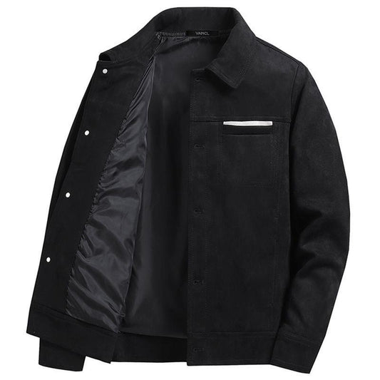 Warm Jacket Men's Autumn and Winter Thickening Casual Handsome Jacket Jacket Men's Simple Long-sleeved Cotton Jacket