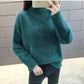 Mohair Half Turtleneck Sweater Short Loose Knit Top Fashion Casual Solid Color Sweater