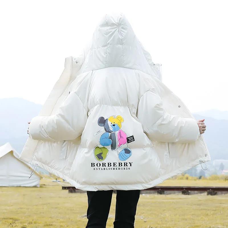 Girls' Winter Warm Down Jacket Glossy Disposable Cotton Clothes Short Padded Windproof Hooded Jacket