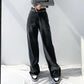 Black Spring and Autumn High Waist Loose Straight Wide Leg Mopping Pants Jeans Women's 2022 New Design Sense Niche