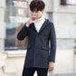 Winter Men's Jacket Men's Fashion Wool Woolen Coat Hooded Coat Men Winter Coat Warm Trench Coat