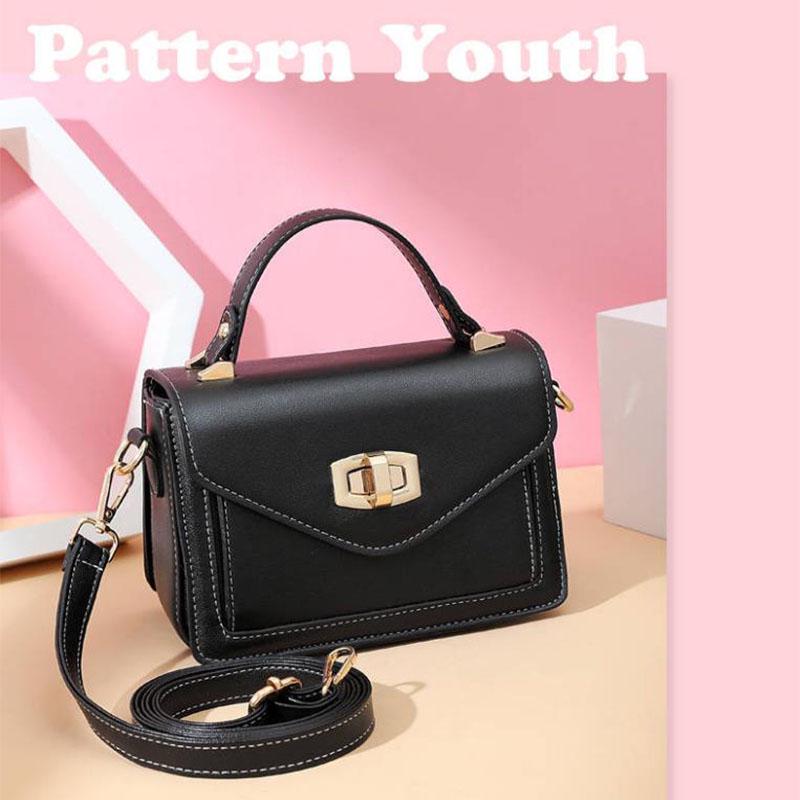 Crossbody Bag Women Solid Color Leather Anti-theft Large Capacity Wear Lock Buckle Hand Shoulder Bag