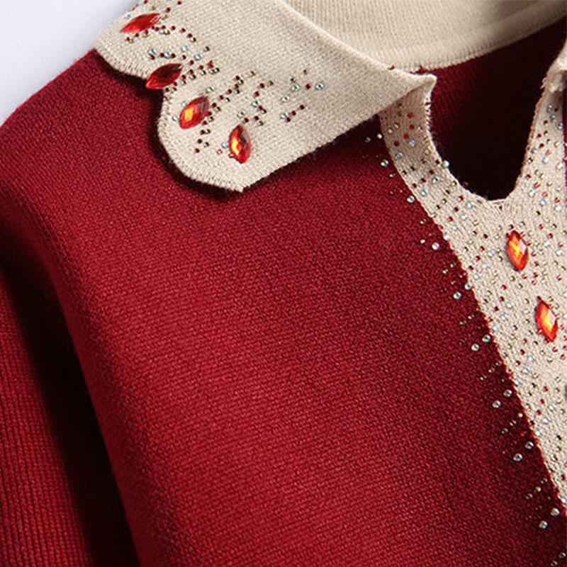 Spring and Autumn Suit Sweater Women's Loose Large Size Lapel Sweater Bottoming Shirt Pants