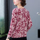 Spring and Autumn Mother Round Neck Long-sleeved T-shirt Women Floral Slim Top Women