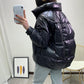 Women's Shiny Short Down Jacket Winter Korean Style Loose Quilted Jacket Casual Stand-collar Padded Jacket