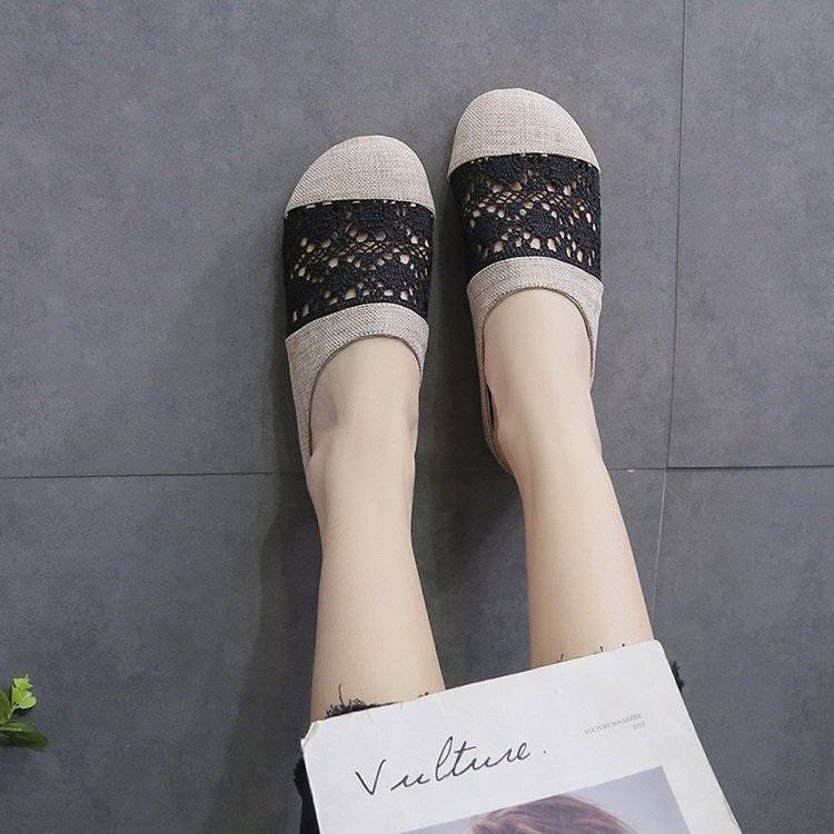 Patchwork Espadrilles Shoes Woman Genuine Leather Creepers Flats Ladies Moccasins