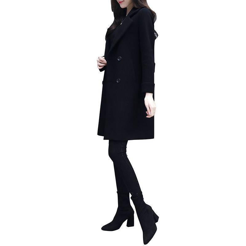 Autumn Jacket Casual Women Overcoat Long Woolen Coat Double Breasted Slim Female Winter Wool Coats
