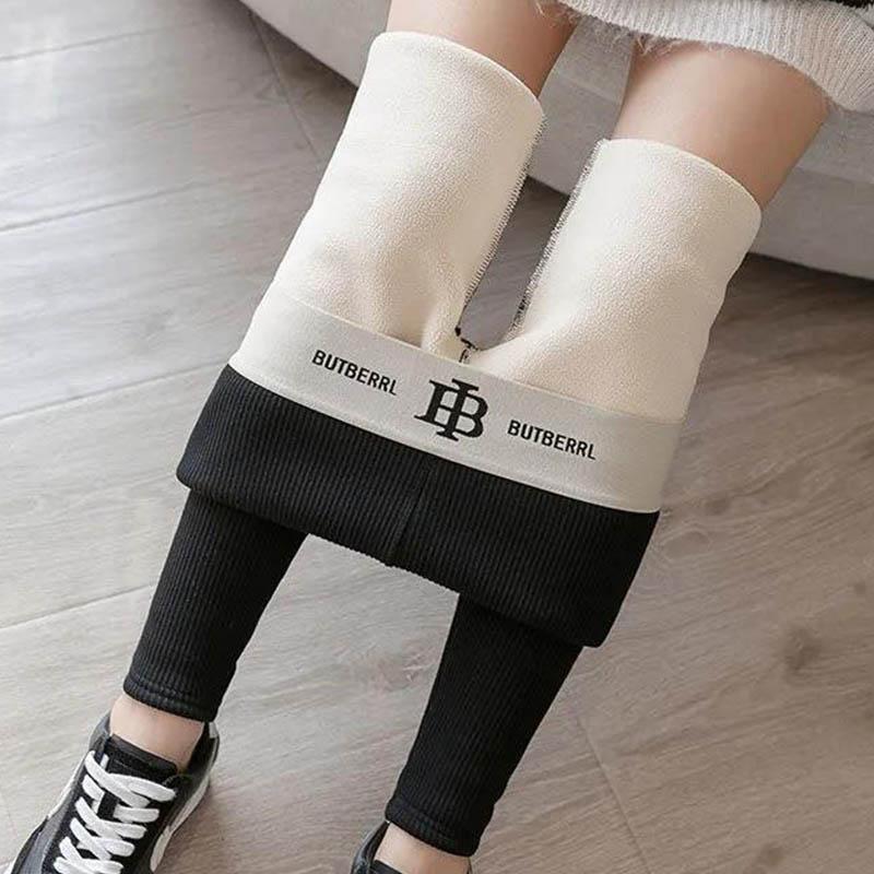 Autumn and Winter Plus Velvet Thick Black Outer Wear Tight-fitting Threaded Bottoming Pants Women's Thin High-waist Warm Cotton Trousers