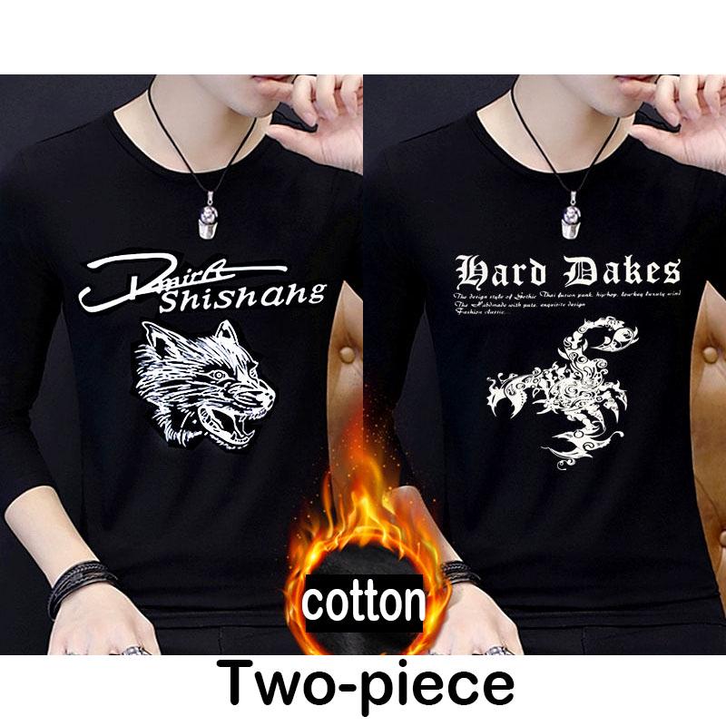 Trendy wild clothing tops men's T-shirts long-sleeved T-shirts men's autumn and winter warm sweaters