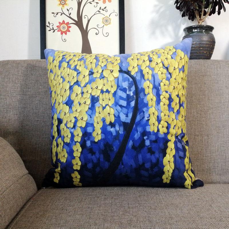2pcs/set3D Oil Painting Printing Cushion Cover and Cushion Linen Fabric Pillowcase Pillows Case Cover Pillow Bedroom Pillowcase