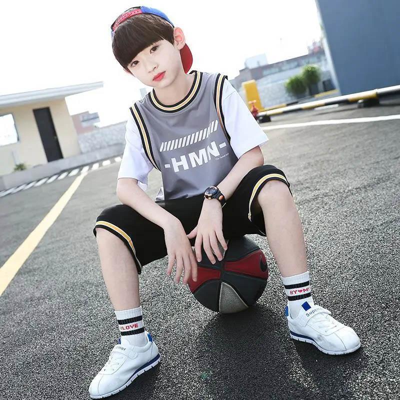 Boys Summer Suit Quick-drying Ball Suit Short-sleeved Shorts Two-piece Children's Loose Sports Leisure Breathable Two-piece