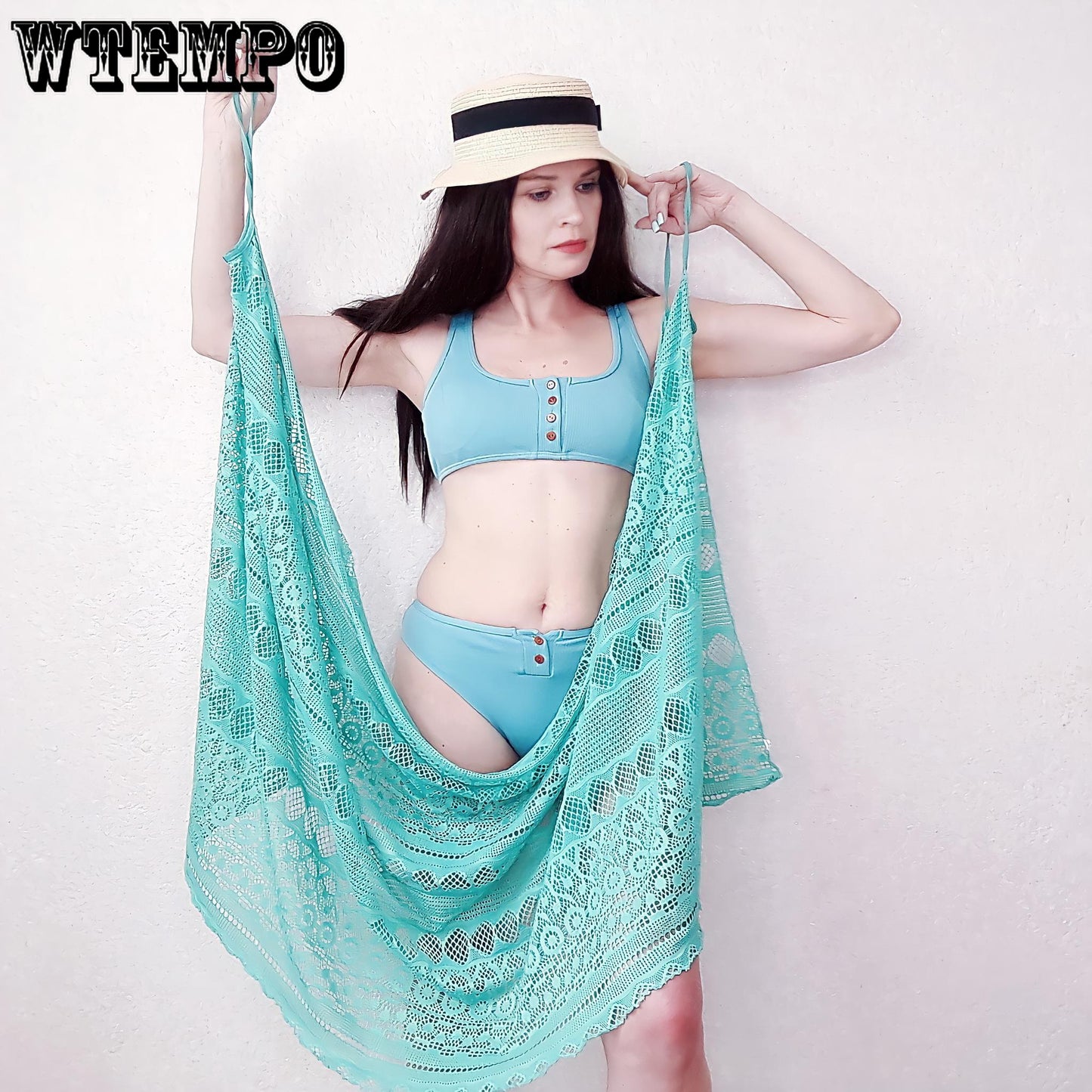 Womens Strappy Swim Cover Up Sleeveless Ladies Loose Lace Swimwear Blouse Long Beach Dress