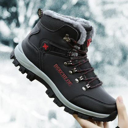Winter Outdoor Large Size Hiking Shoes Plus Velvet Thick Cotton Shoes Waterproof and Warm Travel Shoes Hiking Leisure Sports Shoes