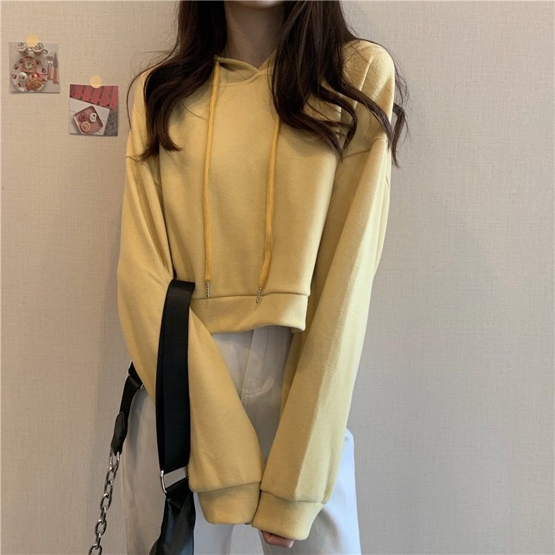 Fall Sweatshirts Women Solid Casual Pullover Hoodies Oversized Loose Hooded Tops