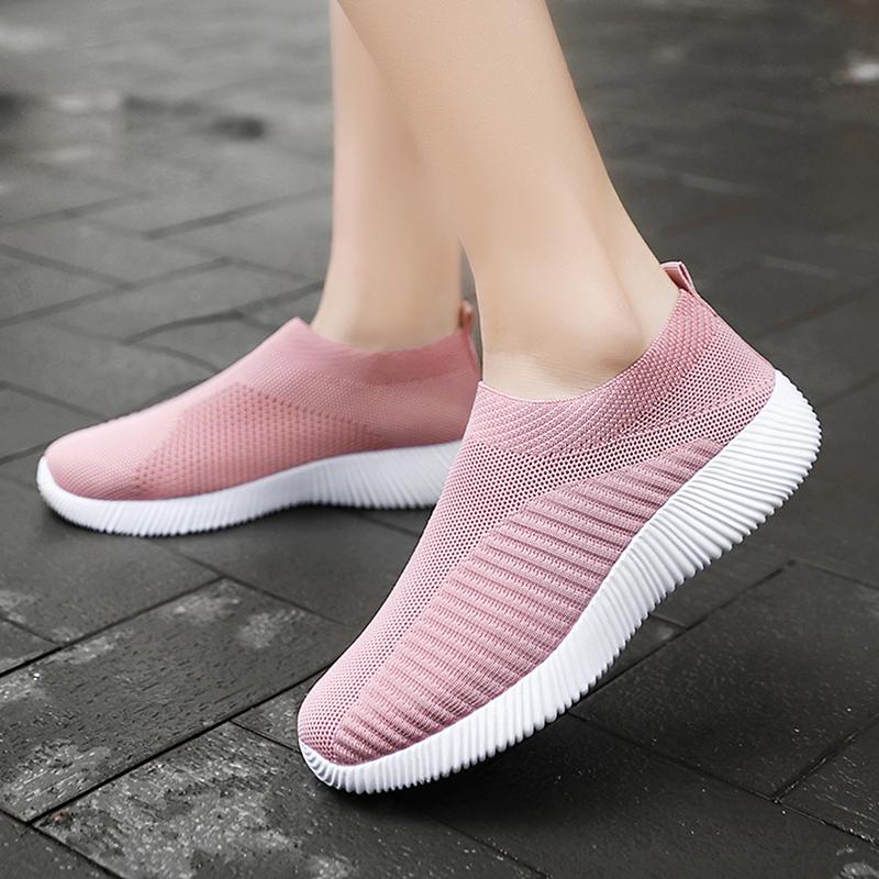 Women Vulcanized Shoes High Quality Women Sneakers Slip on Flats Shoes Women Loafers Plus Size 43 Walking Flat