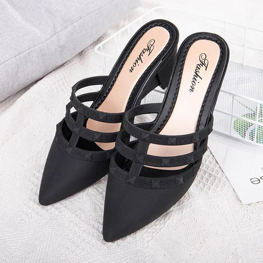 Summer Lazy Casual Fashion Thick Heel Sandals Girls Pointed Wedge Heels Outside Wear Beach Shoes