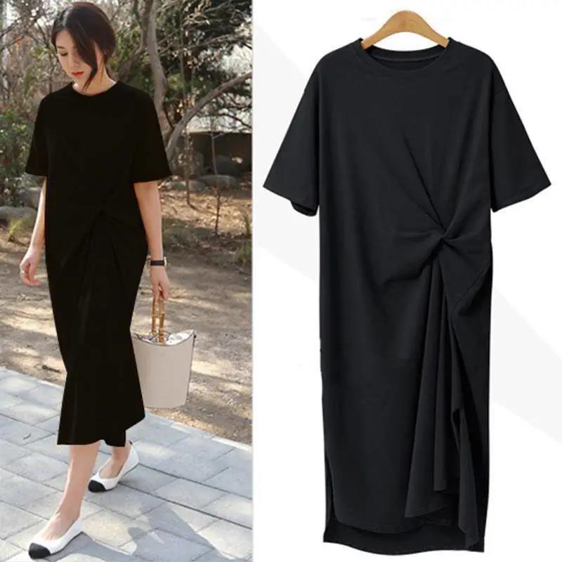 Popular Dresst Loose Casual Slim French Niche Dress Large Size Long T-shirt Dress Summer