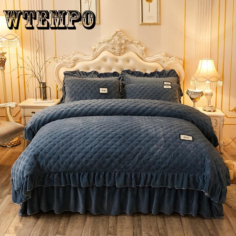 WTEMPO Velvet Bedding Sets Winter Warm Comforters Cover Luxury Solid Quilt Cover Christmas Bedding