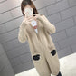 Fashion Coat Autumn and Winter Mid-length Pocket Sweater Solid Color Long-sleeved Loose Cardigan