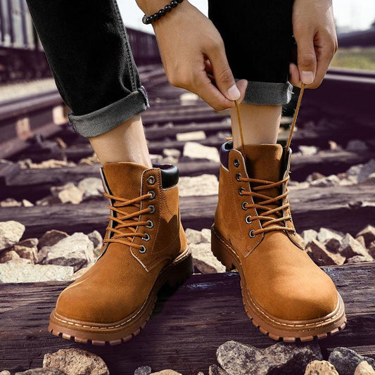 Autumn Martin Boots Men's High-top Shoes British Style Men's Leather All-match Motorcycle Boots