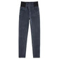 Women's High-rise Abdomen Stretch Skinny Jeans Autumn Solid Color Outer Wear Elastic Waist Slimming Pencil Trousers with Small Feet