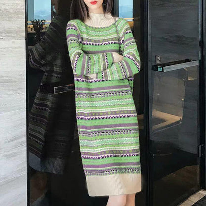 Autumn and Winter Knitted Bottoming Shirt with Long Sleeves Highlights Temperament Tops Slim Fashion Sweater Skirt