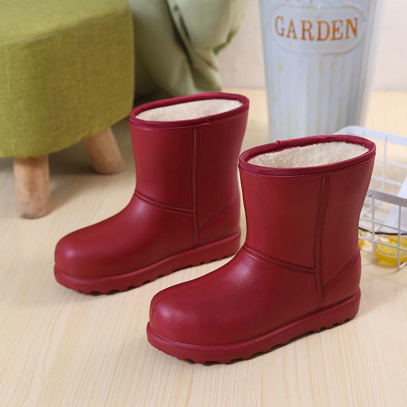 Snow Boots Women's Non-slip Warmth and Waterproof Rain Boots EVA Kitchen Plus Velvet Cotton Shoes Student Boots