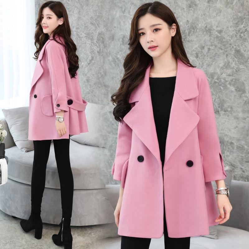 2019 Autumn and Winter Woolen Coat Female Mid-Long Women's Outerwear Woolen Coat Women Jacket