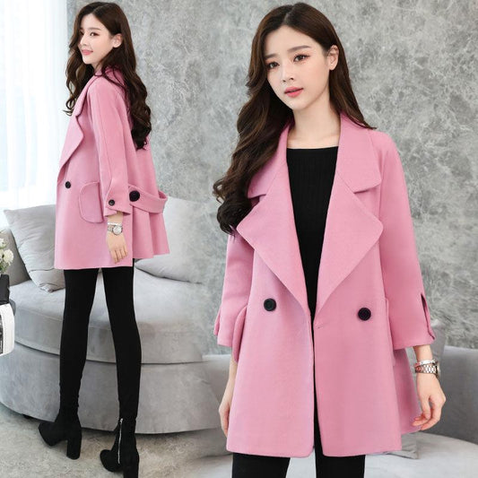 2019 Autumn and Winter Woolen Coat Female Mid-Long Women's Outerwear Woolen Coat Women Jacket
