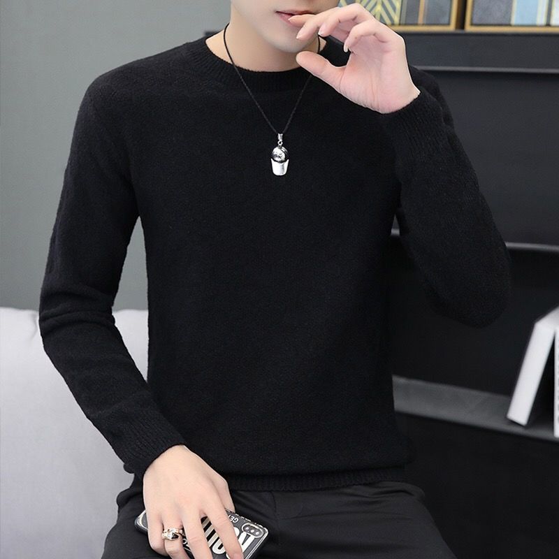 Male Autumn and Winter New Sweater Warm Men's Long Sleeve Bottoming Shirt Fashion Pullover