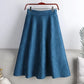 Suede Skirt Autumn and Winter Women All-match High Waist Mid-length Retro A-line Skirt Large Swing Umbrella Skirt