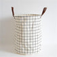 FullLove 35*45cm Plaid Storage Bakset Foldable Linen Cotton Black Laundry Baskets for Dirty Clothes