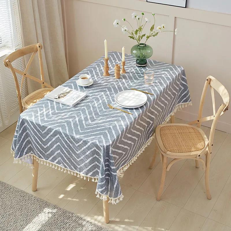 Cotton and Linen Tablecloth Nordic Style Printed Tablecloth Household Rectangular Tablecloth Decoration