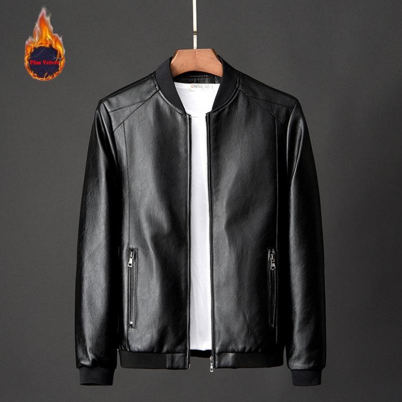 M-8XL Winter and Autumn Men's PU Plus Size Jackets Daily Casual Motorcycle Jackets Men's Solid Color Leather Jackets