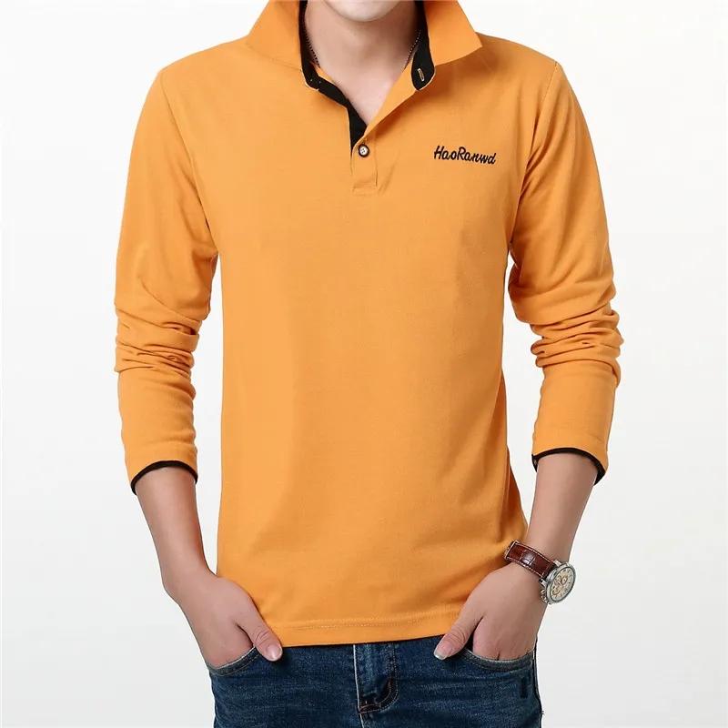 Long-sleeved T-shirt Men's Lapel Business Polo Shirt Spring Casual Solid Color Bottoming Shirt Outdoor Sports Work Top