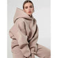 2PCS Autumn and Winter Solid Color Hooded Sweater Casual Two Piece Set Long Sleeve Pullover Sweater Fitness Jogging Pants Sports Suits