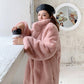 Women's Faux Fur Coat Solid Loose Soft Rabbit Fur Coat  Winter Casual Coat  Female Outwear Overcoat