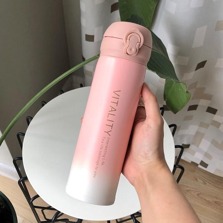 Stainless Steel Large-capacity Vacuum Flask for Male and Female Students Korean Version of Simple and Cute Water Cup High-value Portable Cup