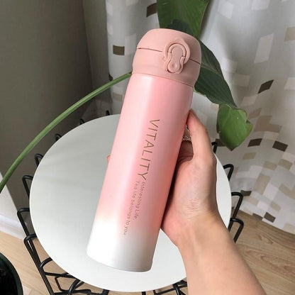 Stainless Steel Large-capacity Vacuum Flask for Male and Female Students Korean Version of Simple and Cute Water Cup High-value Portable Cup