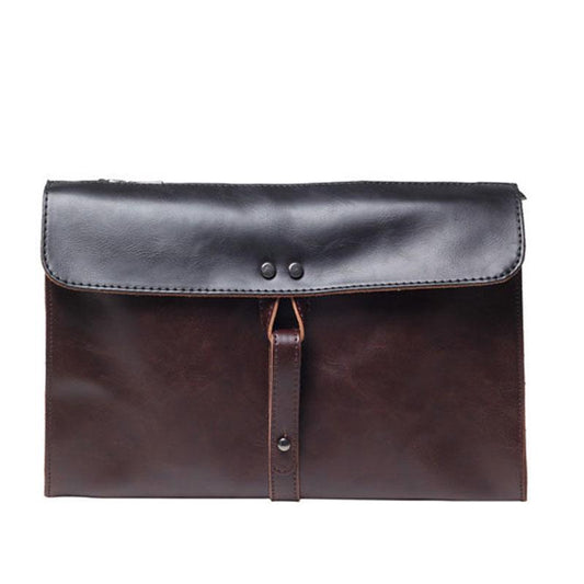 Business Briefcase Men Retro Contrast Zipper Waterproof IPad Handbag Shoulder Bags Computer Bag