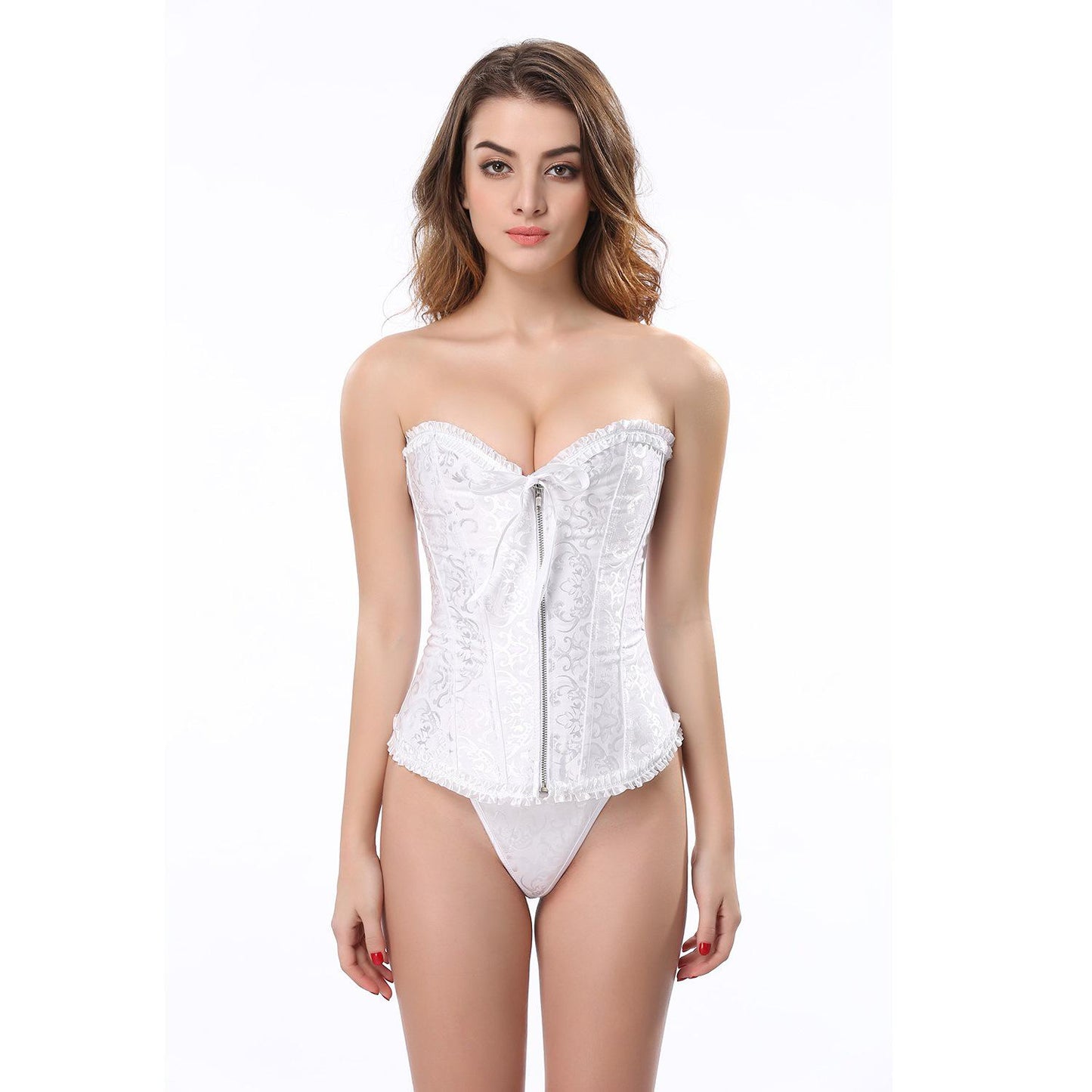 Sexy Lace Up Satin Corset Cup Lingerie Side Overbust Corset and Bustier Party Bow Halter Corset