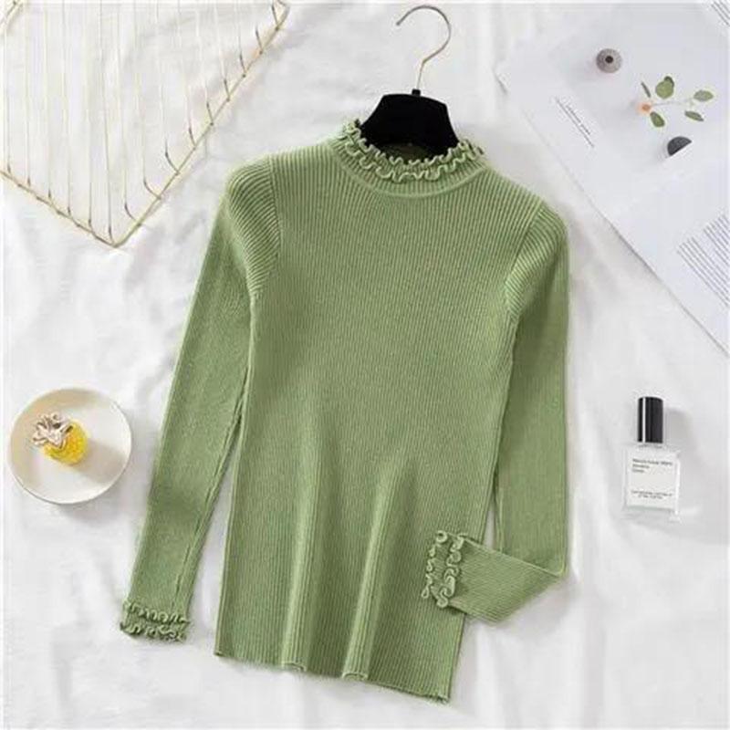 Turtleneck Sweater Women Casual Basic Ribbed Knitted Pullover Sweater 2020 Autumn Winter Clothes Sweaters Knitting Tops