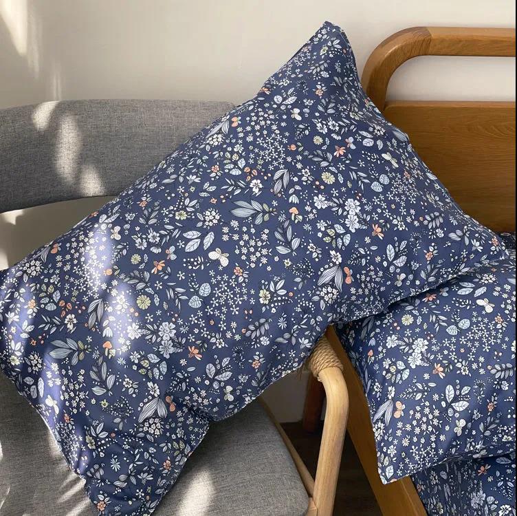 Two-pack of Twill Cotton Pillowcase Pastoral Style Floral Pillow Core Set Double Bed Bedding Set