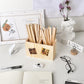 Log Color Bedroom Double Grid Wooden Pen Holder Student Simple Desktop Storage Box Stationery Storage Barrel
