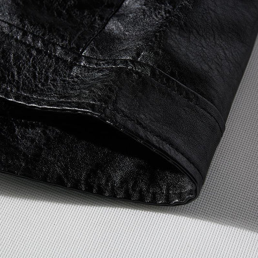 Motorcycle Color Matching Casual Men's Leather Jacket Casual Trend Fashion Stand-up Collar Youth Tough Guy Leather Jacket