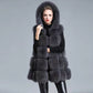 Fox Fur Long Coat Fur Autumn And Winter Stitching Female Fur Vest