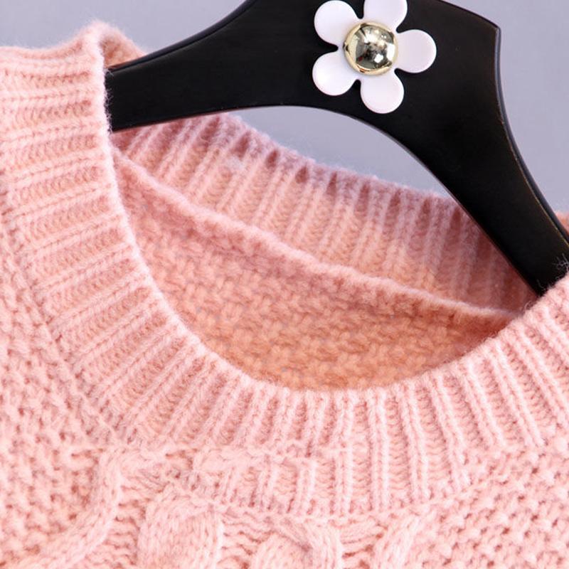 Thick Sweater Women Knitted Ribbed Pullover Long Sleeve Casual O Neck Jumpers Clothing Autumn Winter