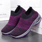 Women's Mid High-heeled Sneakers Casual Breathable Mesh Sports Shoes Running Flat Shoes Slip on Thick-soled Dance Shoes
