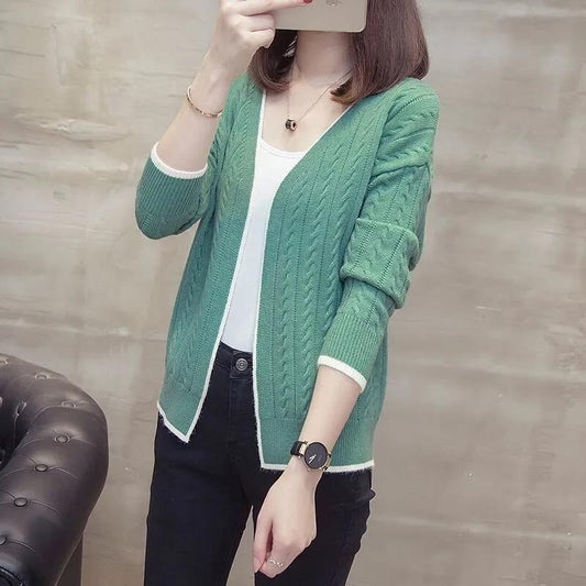 Cardigan Knitted Jacket Women's Spring and Autumn Tops Western Style Loose Sweater Outer Wear Trendy